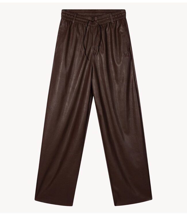 10DAYS Broek faux leather pants deep wine