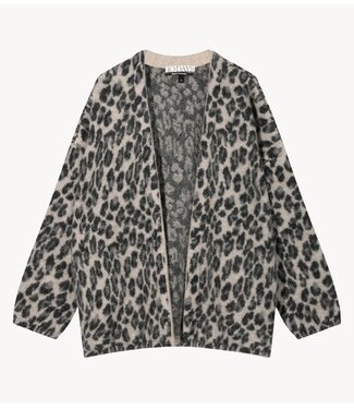 10DAYS Vest knit cardigan leopard soft white melee