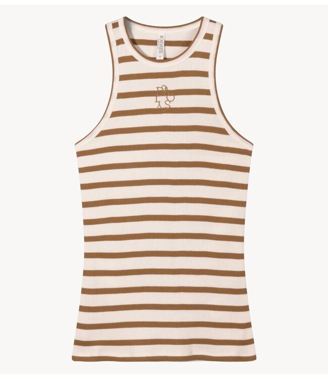 10DAYS Top tank top rin stripes ecru/suede