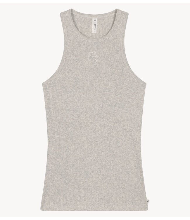 10DAYS Top tank top rib embro light grey melee