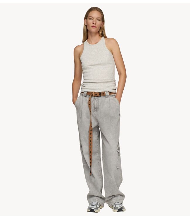 10DAYS Top tank top rib embro light grey melee