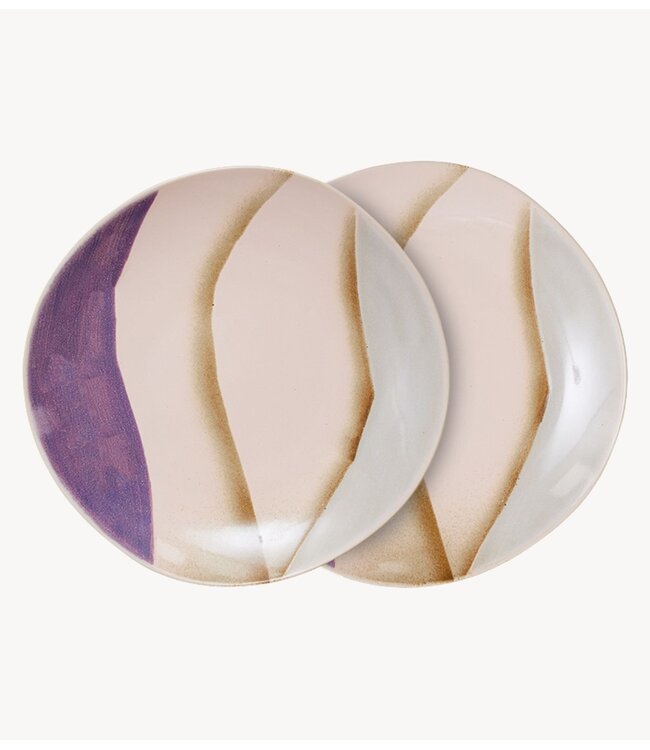 HKLIVING Bord 70s ceramics: side plates, valley (set of 2)