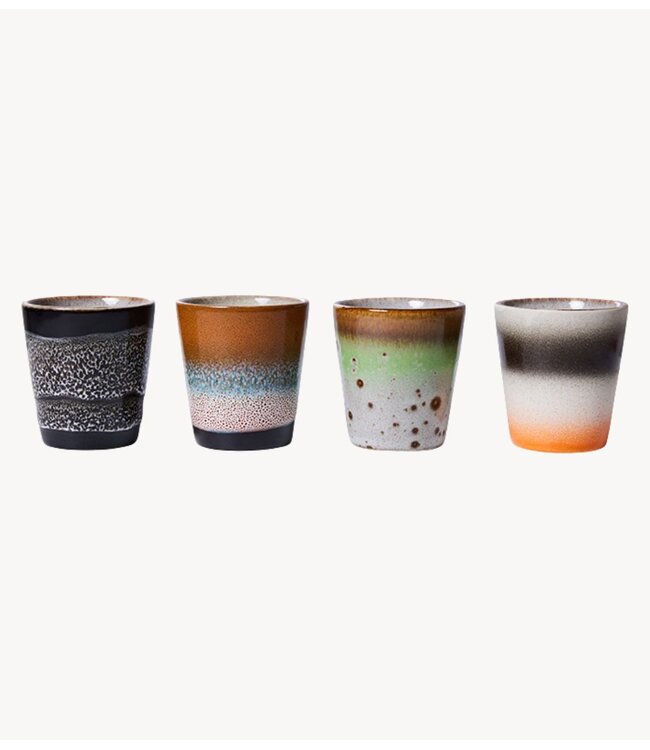 HKLIVING Mok 70s ceramics ristretto mugs good vibes (set of 4)