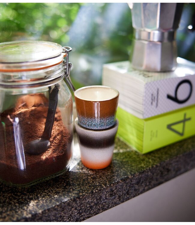 HKLIVING Mok 70s ceramics ristretto mugs good vibes (set of 4)