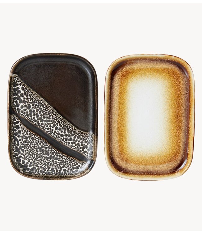 HKLIVING Schaal 70s ceramics: small trays, mojowave (set of 2)