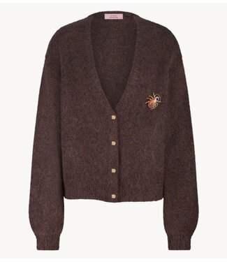 Studio Anneloes Vest Feddie lurex cardigan espresso