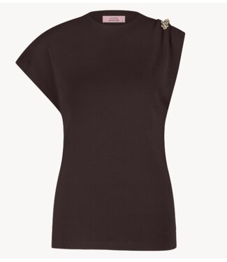 Studio Anneloes Top Fanny button top espresso