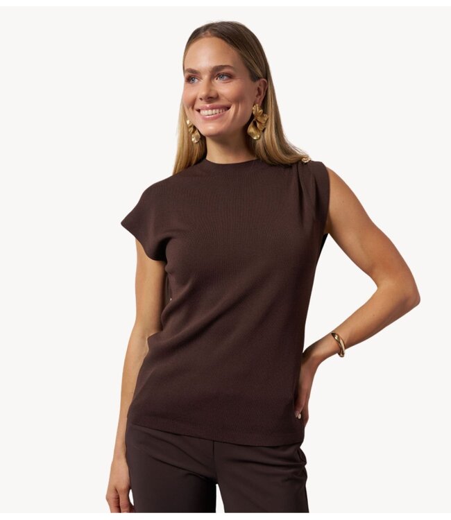 Studio Anneloes Top Fanny button top espresso
