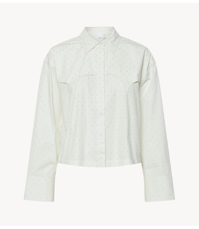Y.A.S Blouse YASCIRU LS SHORT STUDDED SHIRT Star White