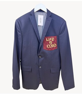 Attire Blazer designer zakje Donkerblauw met rood gucci zakje