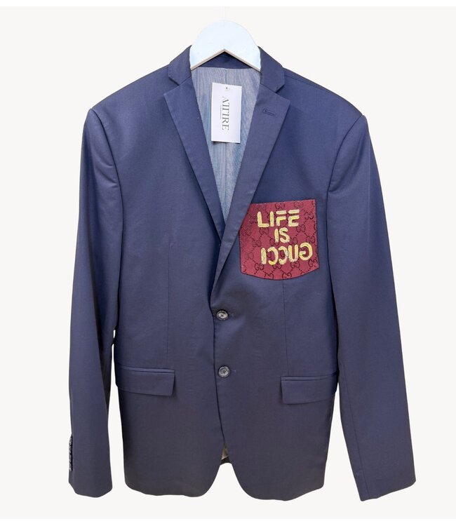Attire Blazer designer zakje Donkerblauw met rood gucci zakje