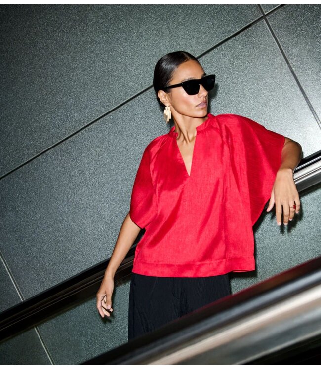 BY-BAR Blouse vina festive blouse lipstick