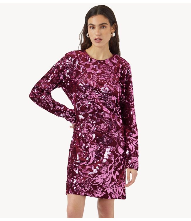 Y.A.S Jurk YASROCOCO SL SEQUIN DRESS Port Royale