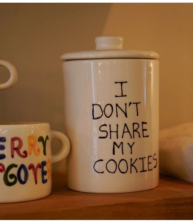 Anna+Nina Koektrommel I Don't Share Cookie Jar white