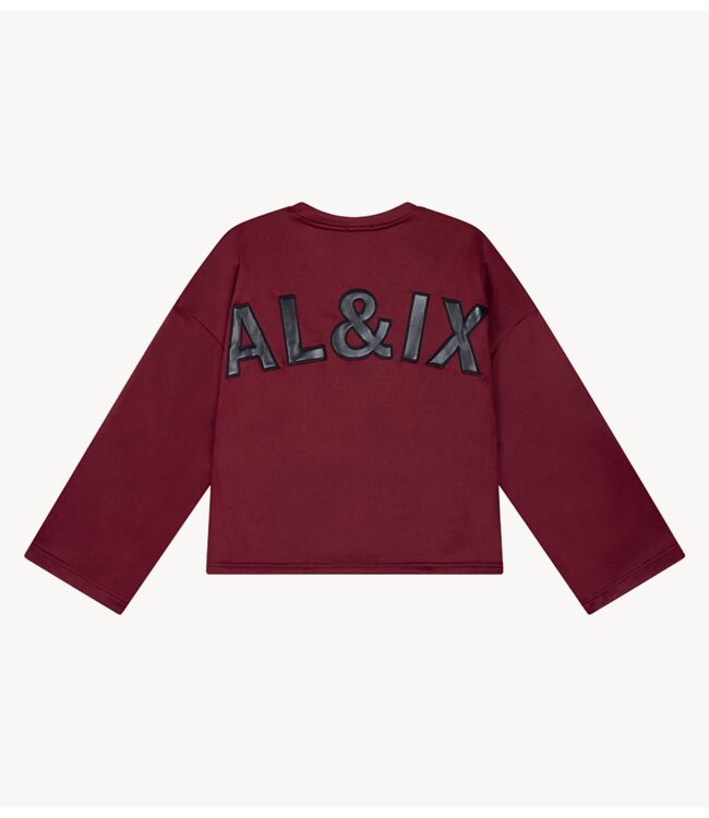 Alix The Label Trui ladies knitted baseball sweater bordeaux
