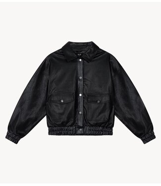 Alix The Label Jacket ladies woven braided faux leather jacket black