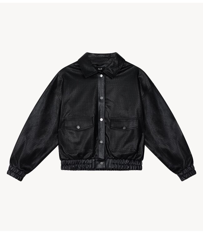 Alix The Label Jacket ladies woven braided faux leather jacket black