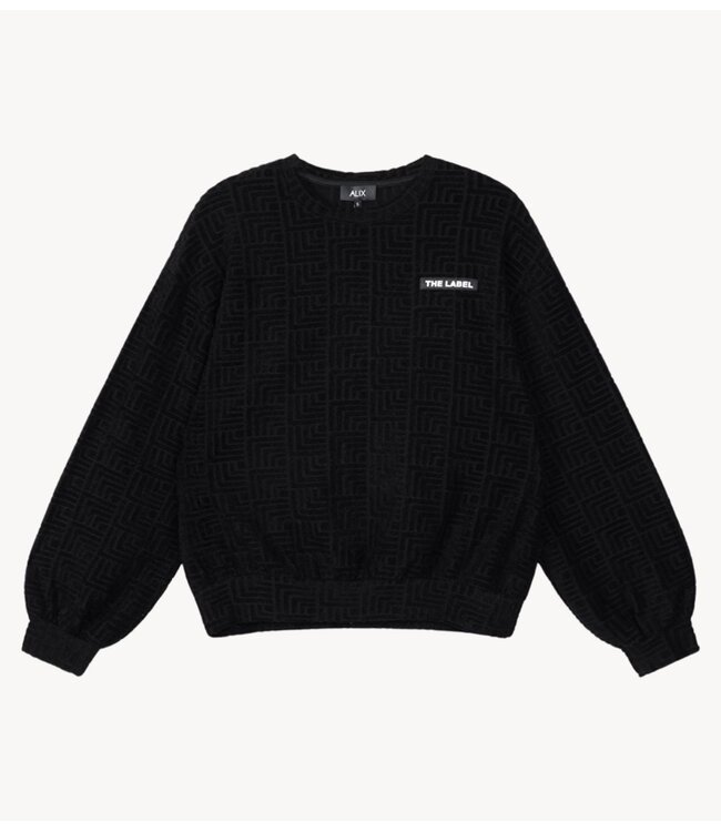 Alix The Label Trui ladies knitted terry sweater black