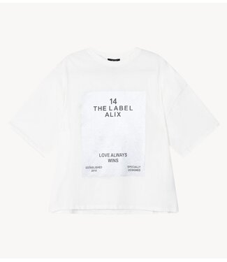 Alix The Label T-Shirt ladies knitted foil print T-shirt soft white
