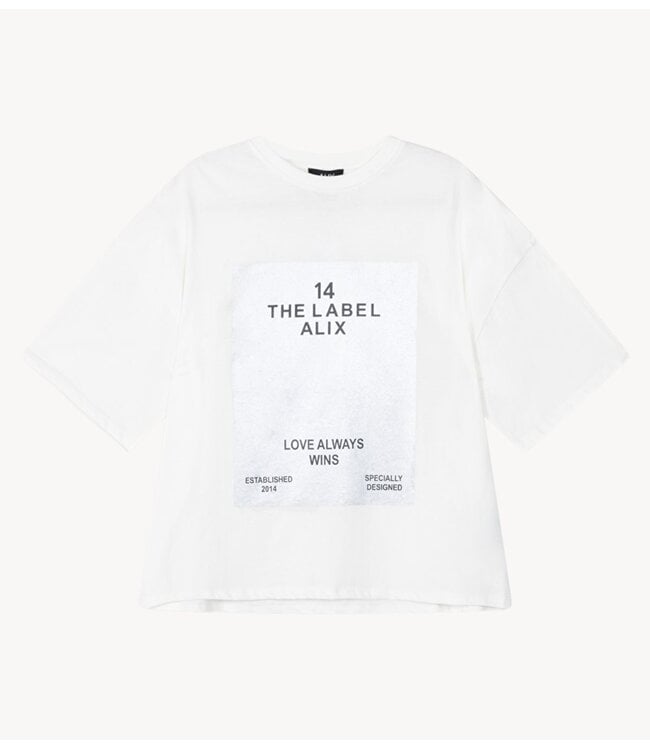Alix The Label T-Shirt ladies knitted foil print T-shirt soft white