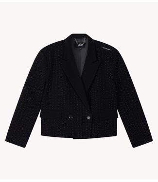 Alix The Label Blazer ladies woven cropped studs blazer black
