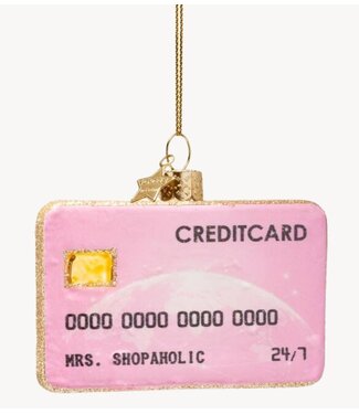 Vondels Ornament glass pink opal credit card H7cm