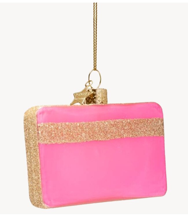 Vondels Ornament glass pink opal credit card H7cm