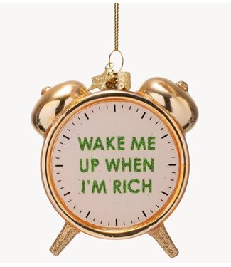 Vondels Ornament glass shiny gold rich clock alarm H9cm