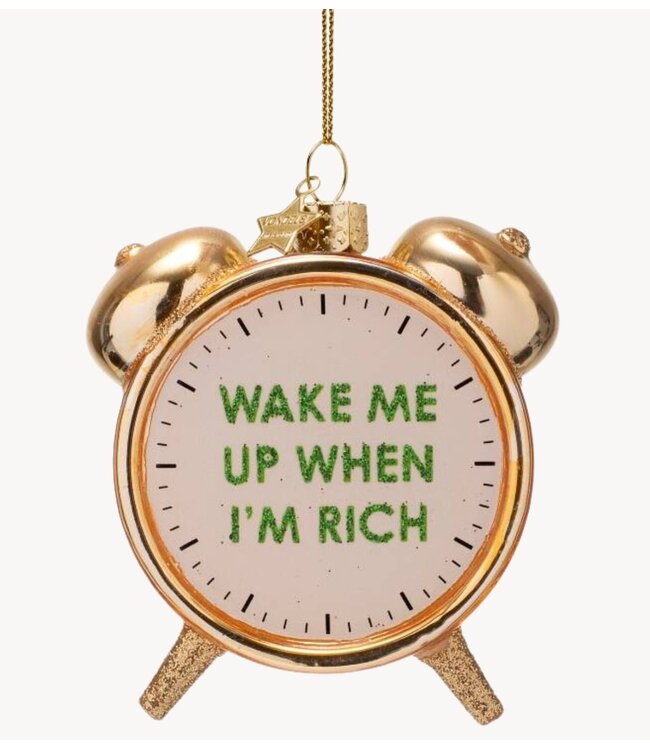 Vondels Ornament glass shiny gold rich clock alarm H9cm