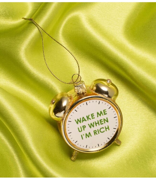 Vondels Ornament glass shiny gold rich clock alarm H9cm