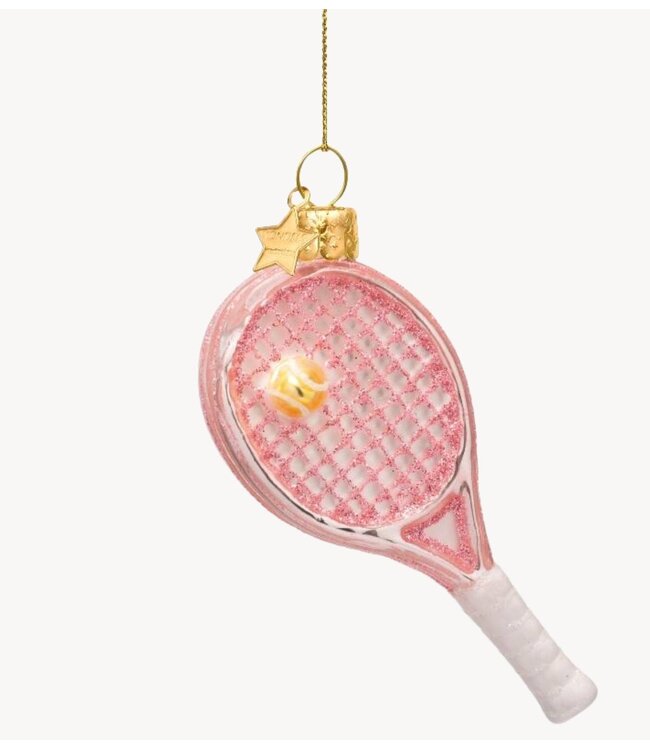 Vondels Ornament glass opal soft pink tennis racket H10cm