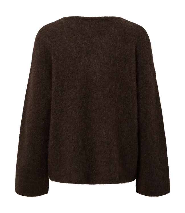Y.A.S Trui YASLIMO LS MOHAIR BLEND KNIT PULLOVER EX seal brown