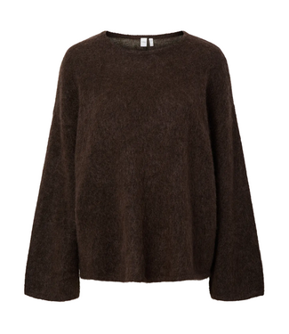Y.A.S Trui YASLIMO LS MOHAIR BLEND KNIT PULLOVER EX seal brown
