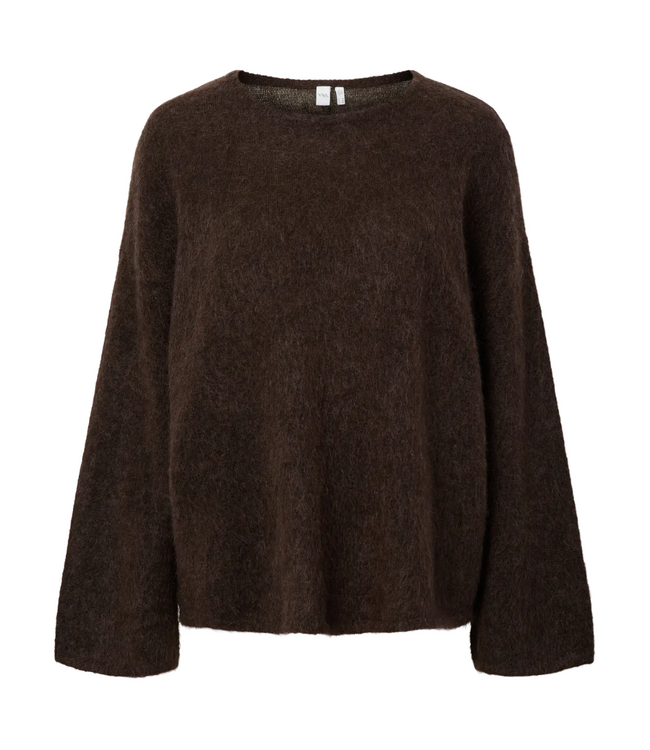 Y.A.S Trui YASLIMO LS MOHAIR BLEND KNIT PULLOVER EX seal brown