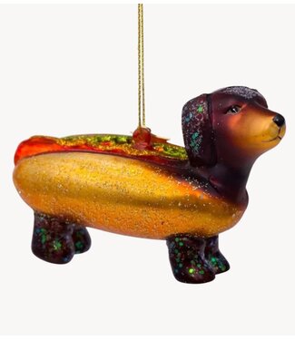 Vondels Ornament glass hotdog dachshund H6cm