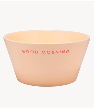 Vondels Kom Ceramic bowl GOOD MORNING camel H7cm camel