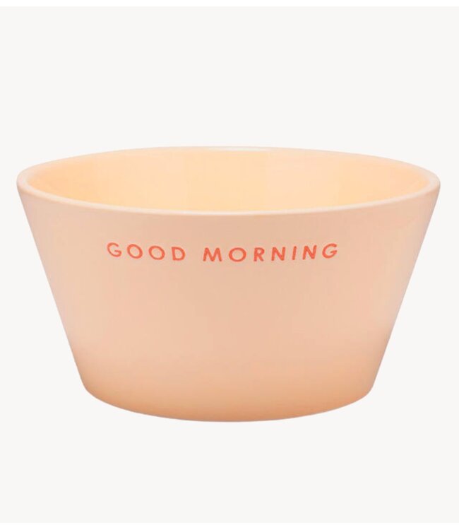 Vondels Kom Ceramic bowl GOOD MORNING camel H7cm camel