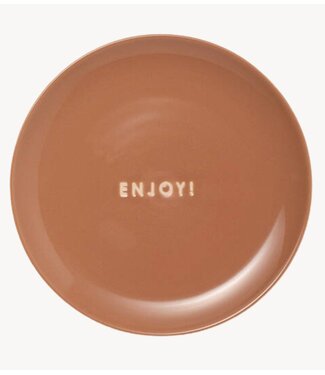 Vondels Bord Cake plate ceramic ENJOY! terracotta ø16cm terracotta