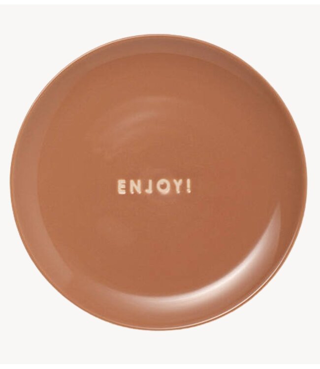 Vondels Bord Cake plate ceramic ENJOY! terracotta ø16cm terracotta