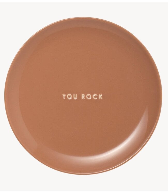 Vondels Bord Breakfast plate ceramic YOU ROCK terracotta ø22cm terracotta
