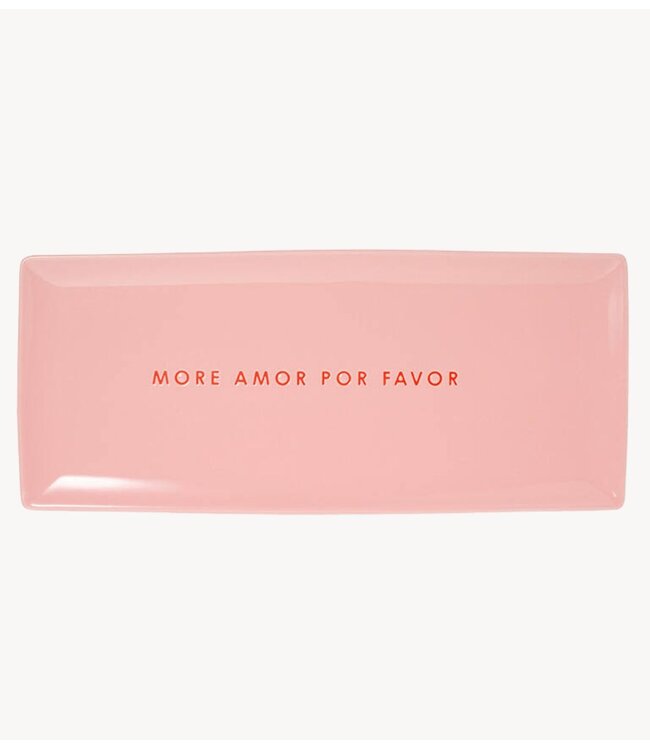 Vondels Bord Plate ceramic MORE AMOR POR FAVOR pink B35cm x L15cm pink
