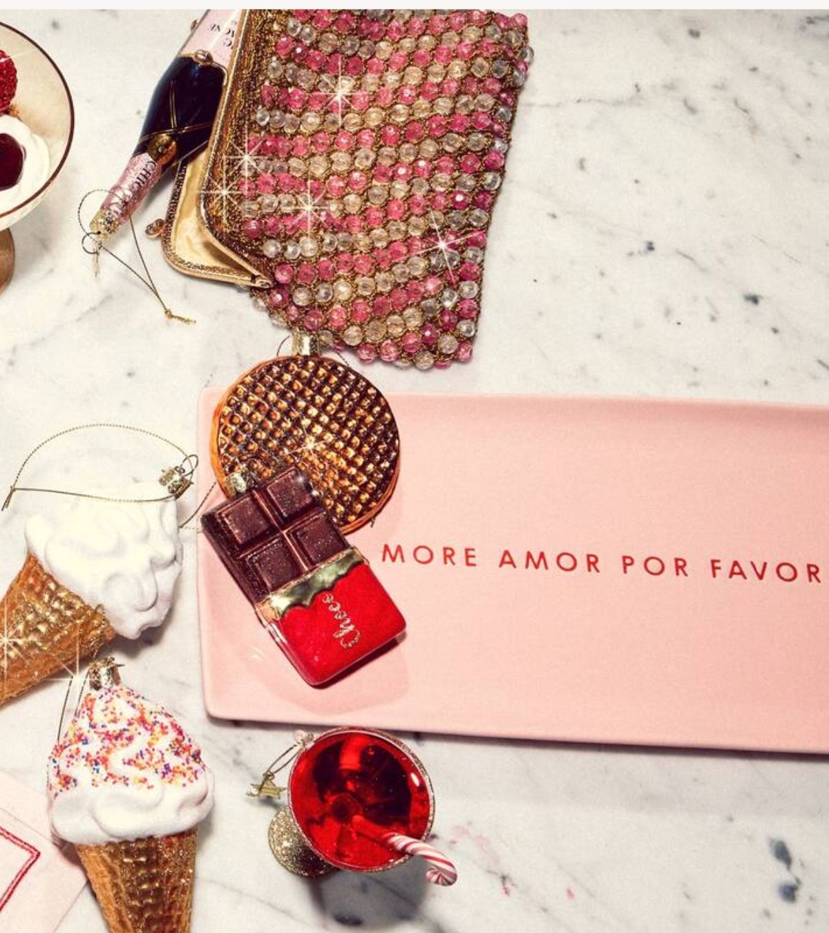 Bord Plate ceramic MORE AMOR POR FAVOR pink B35cm x L15cm pink kklup