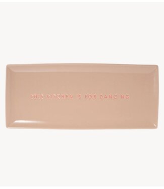 Vondels Bord Plate ceramic THIS KITCHEN IS FOR DANCING beige B35cm x L15 beige