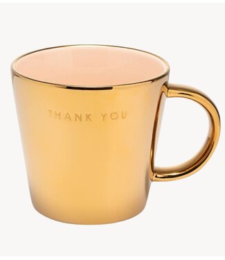 Vondels Mok Tea cup ceramic THANK YOU gold ecru 350ml gold ecru
