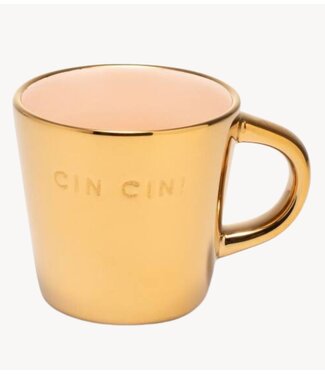 Vondels Mok Espresso cup ceramic CIN CIN! gold ecru 80ml gold ecru