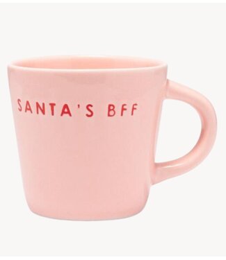 Vondels Mok Ceramic espresso cup SANTA'S BFF pink 80ml pink