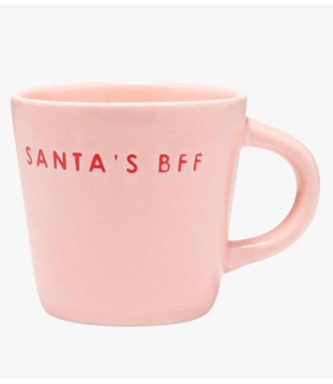 Vondels Mok Ceramic espresso cup SANTA'S BFF pink 80ml pink