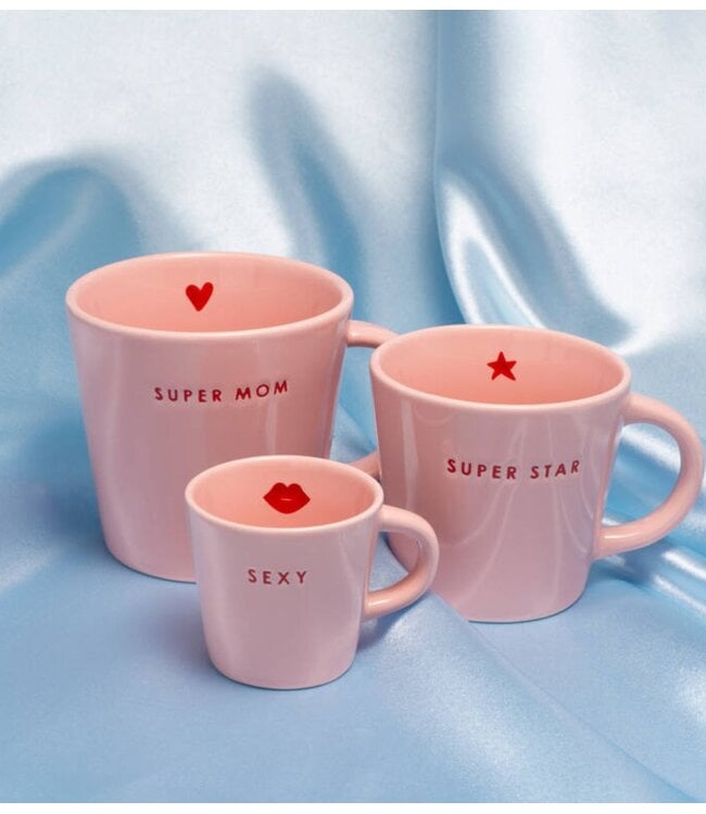 Vondels Mok Cappuccino cup ceramic SUPER STAR pink 250ml pink