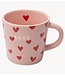 Vondels Mok Espresso cup hearts ceramic BABE pink 80ml pink