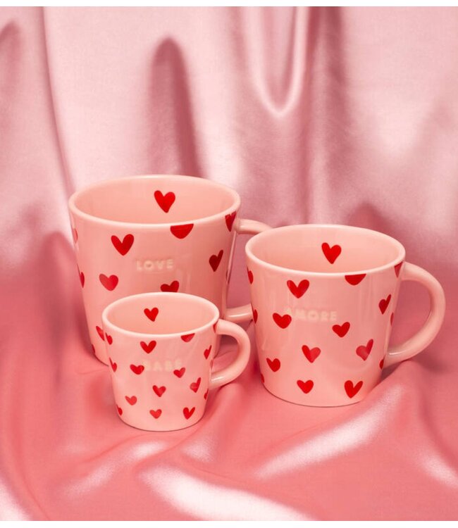 Vondels Mok Espresso cup hearts ceramic BABE pink 80ml pink